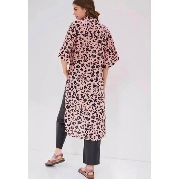 NWT!! Anthropologie MAEVE Rita Tunic Top Pink Leopard Animal Print Tie Small - Picture 10 of 16
